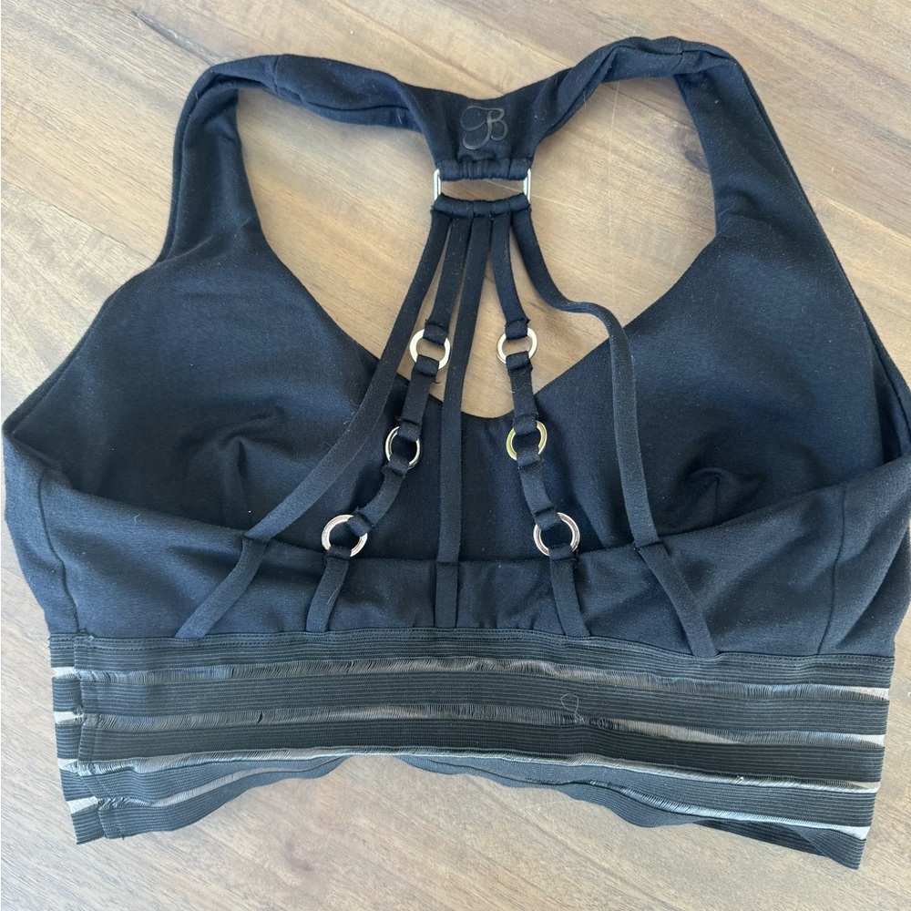 Bombshell Black Strappy Sports Bra - Picture 2 of 3